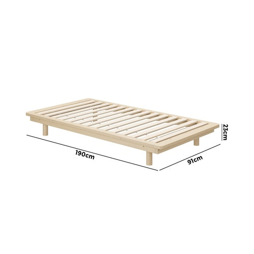 BF-W-B-FLOAT-WD-S Oikiture Bed Frame Single Size Wooden Bed Base Timber Floating Beds