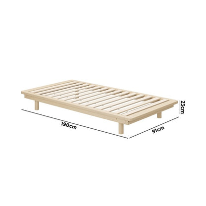 BF-W-B-FLOAT-WD-S Oikiture Bed Frame Single Size Wooden Bed Base Timber Floating Beds