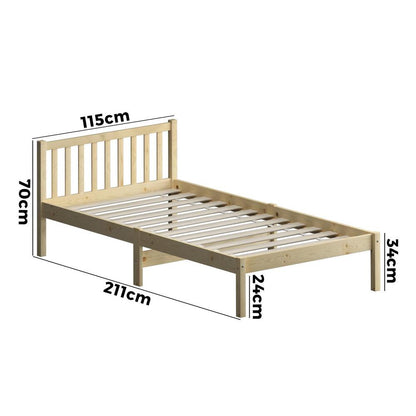 BF-W-A9-BF69-KS-WD Oikiture Wooden Bed Frame King Single with Headboard
