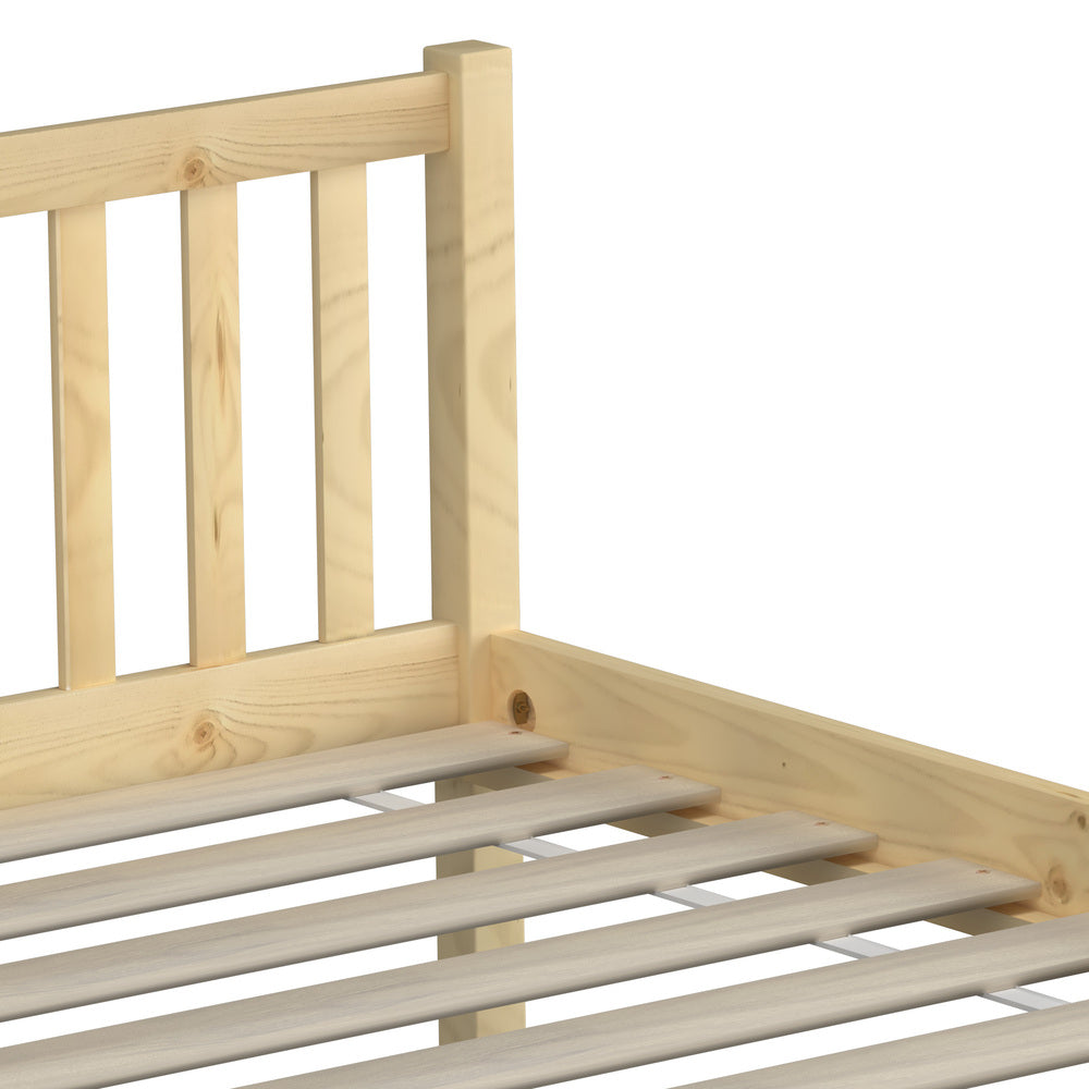 BF-W-A9-BF69-KS-WD Oikiture Wooden Bed Frame King Single with Headboard