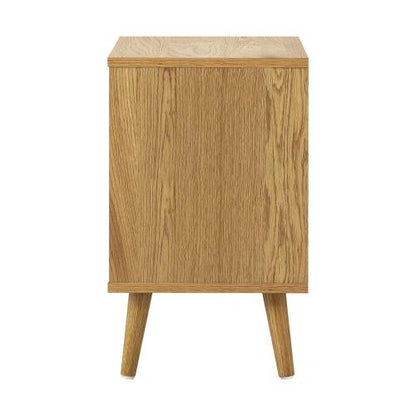 BT-A26-UCAN-WD Oikiture Bedside Tables 2 Drawers Side Table Nightstand Storage Cabinet Wood