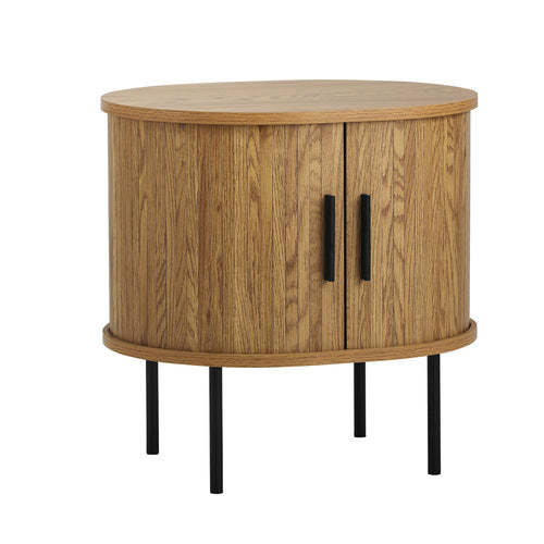 BT-CROWN-01-WD Oikiture Bedside Table Side End Tables 2-tier Storage Cabinet Natural