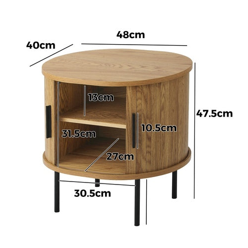 BT-CROWN-01-WD Oikiture Bedside Table Side End Tables 2-tier Storage Cabinet Natural