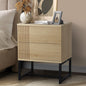 Oikiture Bedside Table with Drawers Nightstand Bedroom Storage Metal Frame Modern wood finish