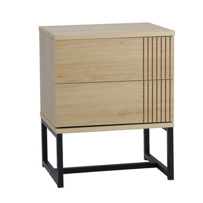 Oikiture Bedside Table with Drawers Nightstand Bedroom Storage Metal Frame Modern wood finish