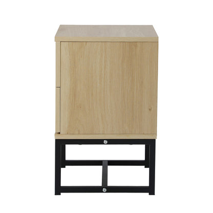 Oikiture Bedside Table with Drawers Nightstand Bedroom Storage Metal Frame Modern wood finish