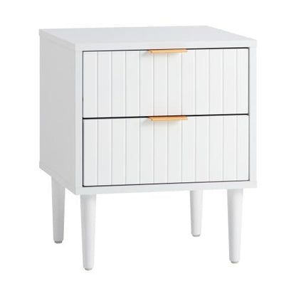 BT-PUTI-WH Oikiture Bedside Table 2 Drawers Storage Unit White