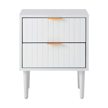 BT-PUTI-WH Oikiture Bedside Table 2 Drawers Storage Unit White