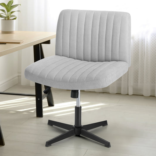 OCH-D1-CROSS-GY Oikiture Mid Back Office Chair Wide Seat Linen Grey