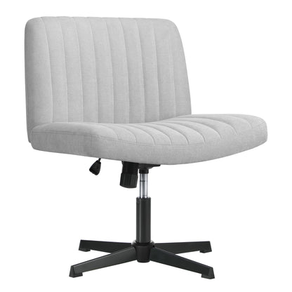 OCH-D1-CROSS-GY Oikiture Mid Back Office Chair Wide Seat Linen Grey
