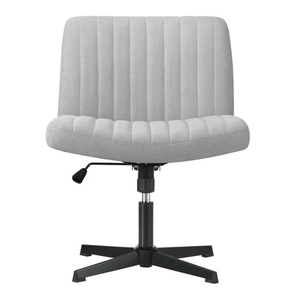 OCH-D1-CROSS-GY Oikiture Mid Back Office Chair Wide Seat Linen Grey