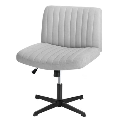 OCH-D1-CROSS-GY Oikiture Mid Back Office Chair Wide Seat Linen Grey