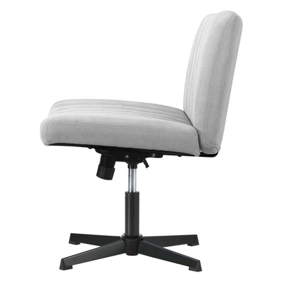 OCH-D1-CROSS-GY Oikiture Mid Back Office Chair Wide Seat Linen Grey