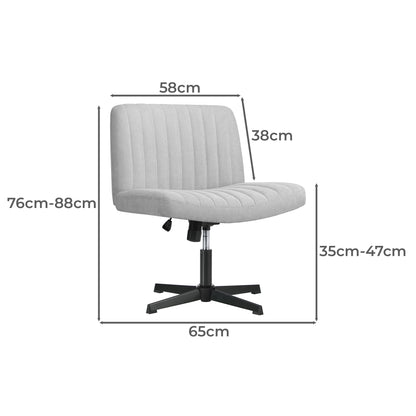 OCH-D1-CROSS-GY Oikiture Mid Back Office Chair Wide Seat Linen Grey