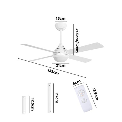 CF-A1-WH Vevare 52'' AC Ceiling Fan with Light Remote Control 4 Blades White
