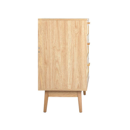 COD-A7-3D-WD-AB 3 Chest of Drawers Tallboy Cabinet Clothes Storage Bedroom Rattan Wood