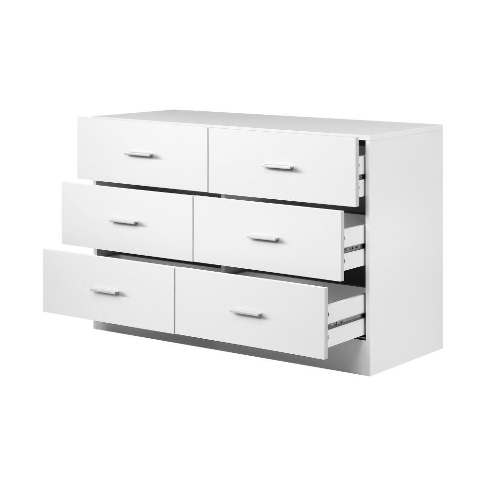 COD-TIKO-WH-AB Oikiture 6 Chest of Drawers Tallboy Dresser Table Lowboy Storage Cabinet White