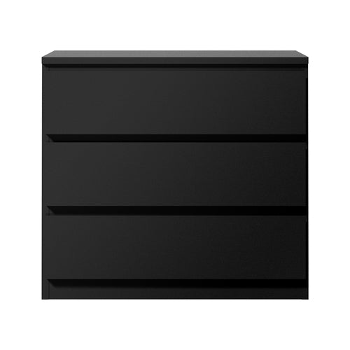 COD-VJ-LIZ-3D-BK-AB Oikiture 3 Chest of Drawers Lowboy Dresser Table Black