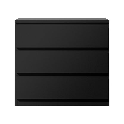 COD-VJ-LIZ-3D-BK-AB Oikiture 3 Chest of Drawers Lowboy Dresser Table Black