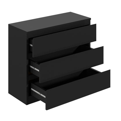 COD-VJ-LIZ-3D-BK-AB Oikiture 3 Chest of Drawers Lowboy Dresser Table Black
