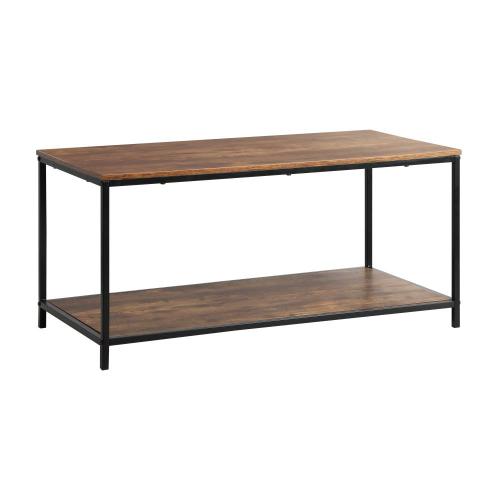 CTB-A12-9050-WD Oikiture Coffee Table Storage Rack 2-Tier Black&Walnut