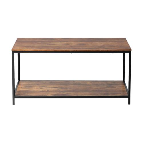CTB-A12-9050-WD Oikiture Coffee Table Storage Rack 2-Tier Black&Walnut