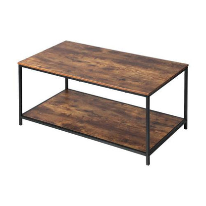 CTB-A12-9050-WD Oikiture Coffee Table Storage Rack 2-Tier Black&Walnut
