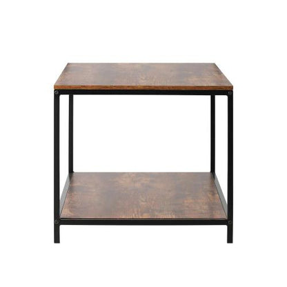 CTB-A12-9050-WD Oikiture Coffee Table Storage Rack 2-Tier Black&Walnut