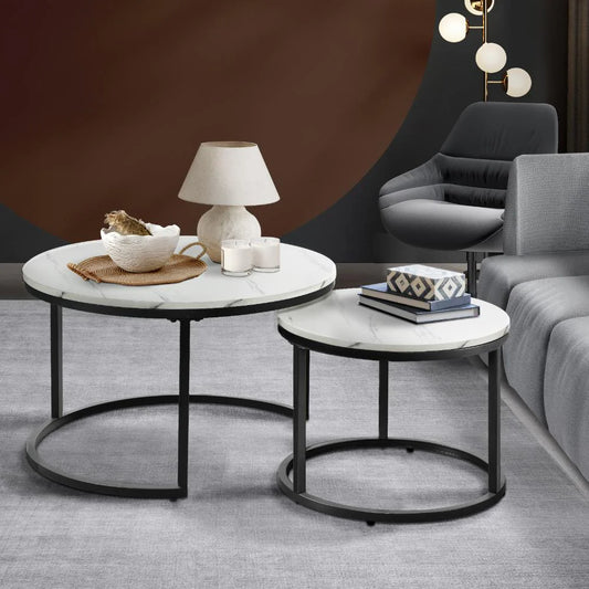 CTB-S2-7050-WHBK 2 Piece Heidi Nesting Coffee Table Set