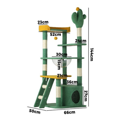 CTR-GAR-B12-143-GN Alopet Cat Tree Tower Scratching Post 144cm Pet Condo House Furniture Scratcher