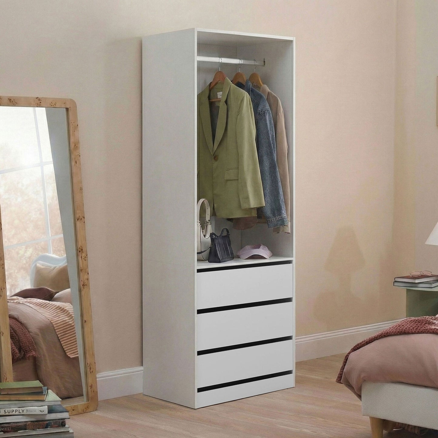 WA-MEXI-185G3D-WH-AB Cassandra 3 Drawer Wardrobe