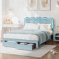 BF-C-MUIZ-D-BL DOUBLE Living Fusion Chloe Velvet Bed Frame with LED & Drawers Blue