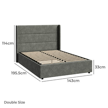 BF-B-CHARM-D-CH-GY-ABC Living Fusion Ciaran Chenille Gas Lift Storage Bed Grey