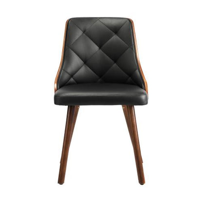 DCH-AIC-BEN-BK-2PC Oikiture Dining Chairs Kitchen Lounge Cafe Seat Retro PU/ Fabric Leather x2 Black