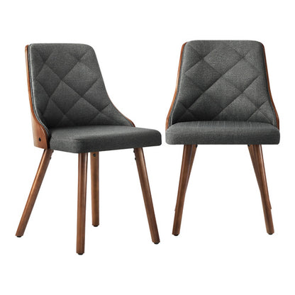 DCH-AIC-BEN-GY-2PC Oikiture Dining Chairs Wooden Faux Leather Seatx2 Grey