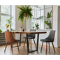 DCH-AIC-BEN-GY-2PC Oikiture Dining Chairs Wooden Faux Leather Seatx2 Grey
