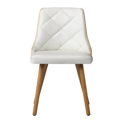 DCH-AIC-BEN-WH-2PC Oikiture Dining Chairs Wooden Faux Leather Seat 2x White