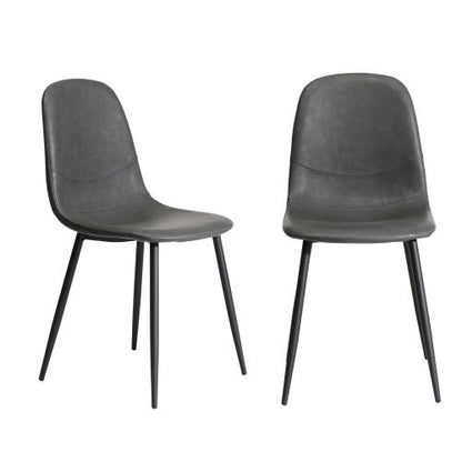DCH-ECO-GY-2PC Oikiture 2x Dining Chairs Kitchen Accent Chair Lounge Room PU Leather Grey