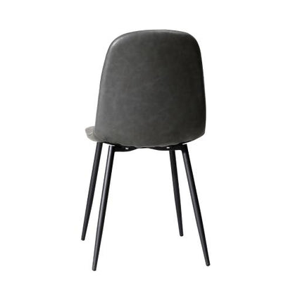 DCH-ECO-GY-2PC Oikiture 2x Dining Chairs Kitchen Accent Chair Lounge Room PU Leather Grey