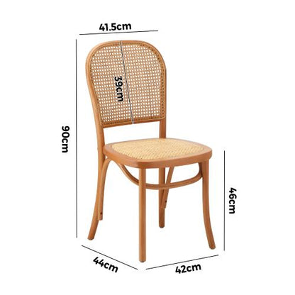 DCH-FJ-BALI-WD Oikiture Dining Chairs Wooden Rattan Beige
