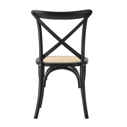 DCH-FJ-KRO-BK-2PC Oikiture Set of 2 Dining Chair with Crossback Timber Wooden Kitchen Chair Home Furniture Black