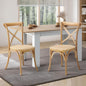 DCH-FJ-KRO-WD-2PC 2PCS Crossback Dining Chair Solid Birch Timber Wood Ratan Seat Wooden