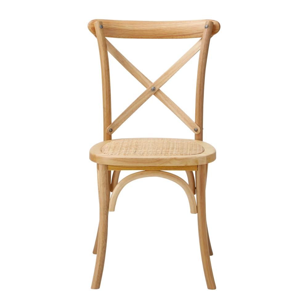 DCH-FJ-KRO-WD-2PC 2PCS Crossback Dining Chair Solid Birch Timber Wood Ratan Seat Wooden