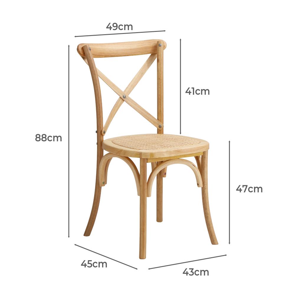 DCH-FJ-KRO-WD-2PC 2PCS Crossback Dining Chair Solid Birch Timber Wood Ratan Seat Wooden