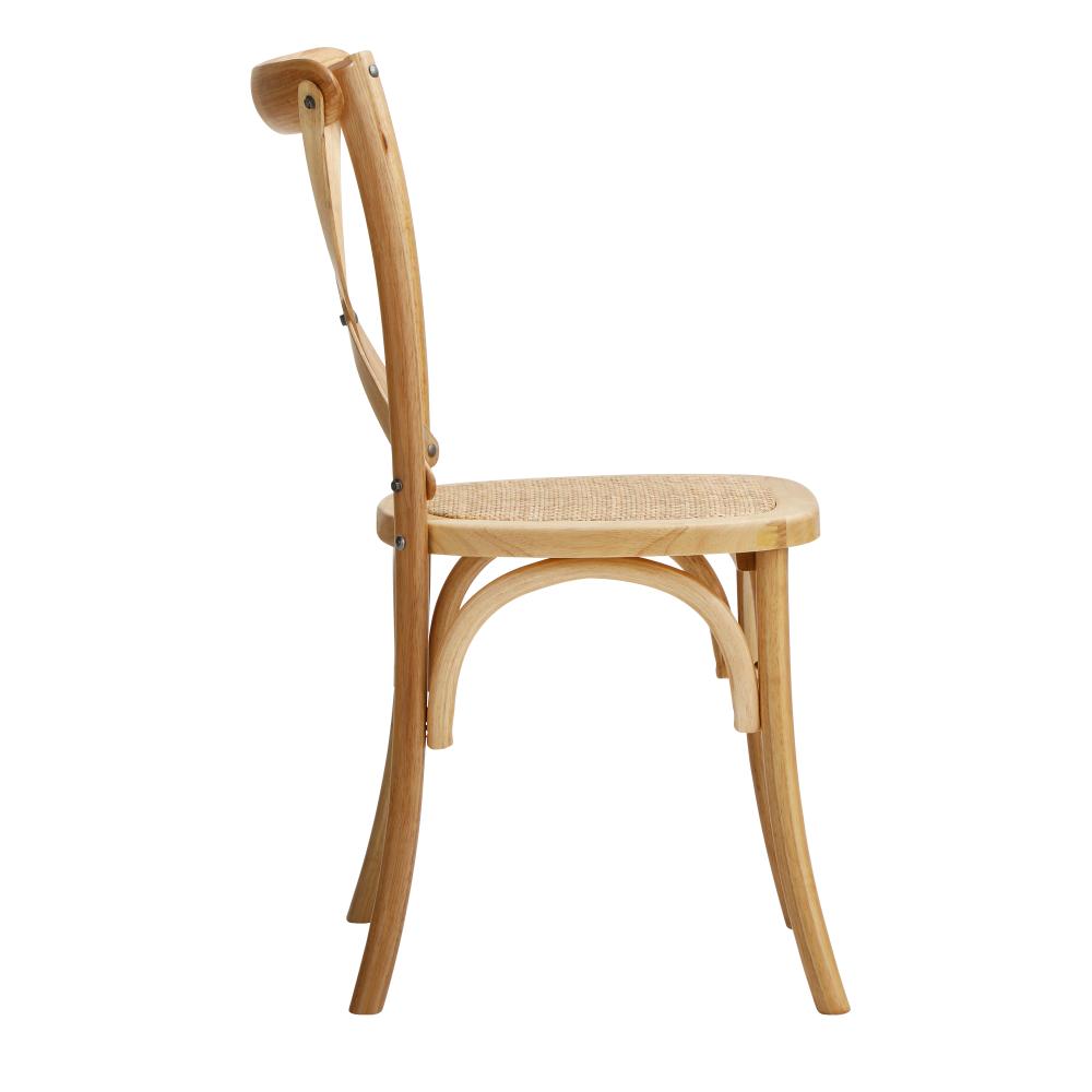DCH-FJ-KRO-WD-2PC 2PCS Crossback Dining Chair Solid Birch Timber Wood Ratan Seat Wooden