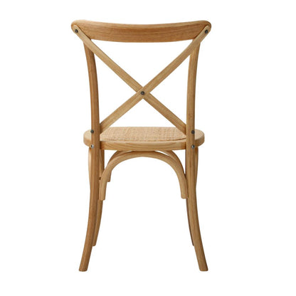 DCH-FJ-KRO-WD-2PC 2PCS Crossback Dining Chair Solid Birch Timber Wood Ratan Seat Wooden