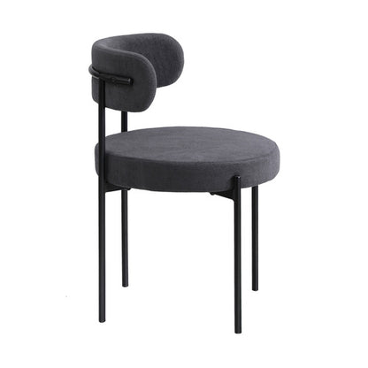 DCH-HD-RO-DKGY-2PC Oikiture 2x Dining Chair Round Boucle Kitchen Lounge Seats Backrest Dark Grey