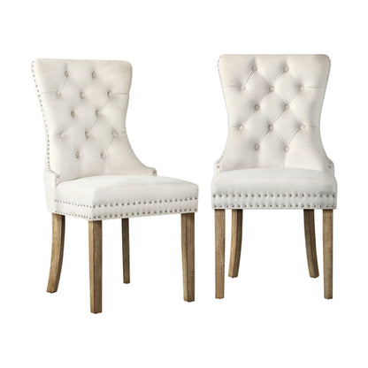 DCH-MACO-BG-2PC Oikiture 2x Velvet Dining Chairs Upholstered French Provincial Tufted Kitchen