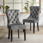 DCH-MACO-GY-2PC Oikiture 2x Velvet Dining Chairs Upholstered French Provincial Tufted Grey