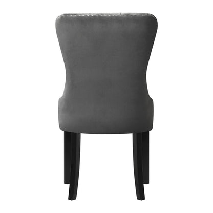 DCH-MACO-GY-2PC Oikiture 2x Velvet Dining Chairs Upholstered French Provincial Tufted Grey